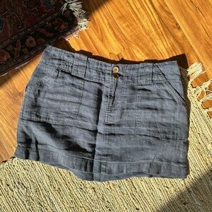 100% Linen Navy Blue Mini Skirt